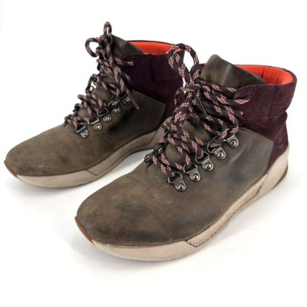 Timberland Women Kiri Up Waterproof Leather Hiker Ankle Boots brown Red Size 7.5